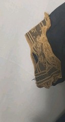 Antique 100% SILK Midnight Blue Hostess Robe Gold Lace Fringe Pockets Ely NV AS