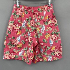 Vtg 90s Liz Claiborne Lizsport Floral Shorts Sz 8 Pink Rose High Waisted Pleated
