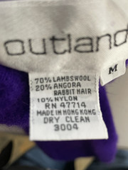 Vtg 80s Outlander Womens M Pruple Lambswool Angora Henley Button Sweater