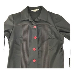 Vtg 70’s JC Penney Fashions Blazer Top Button Up Jacket Black Red Womens 16 1/2