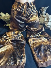 Vtg Satin Soft Shiny Nightie Pants PJ Lounge Sleep Wear Shiny GOld Lingerie 2X