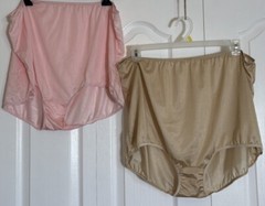 2 Vintage Pink & Beige Semi Sheer GRANNY PANTIES Underwear Sz 12 Hips 53-56 NWOT