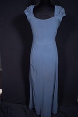 Vintage 1940’s French Midnight Blue Rayon Crepe Gown & Matching Sequins Size 6+