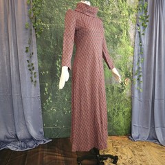 Vintage 1960’s Dress Medieval Revival Maxi Floor Length Blue Red Coral As Is