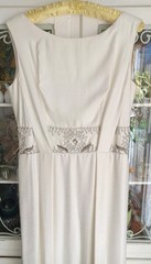 Vintage 1960s Custom Made Raw Silk Linen Embellished Wedding Dress Size 6 28w