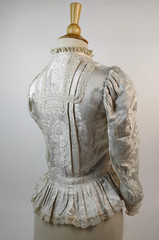 Antique Victorian Bodice – Ivory Silk Brocade with Floral Jacquard & Lace Trim