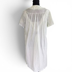 Vtg 50s Two Piece Knee Length Nightgown Robe Peignoir Set Light Green Lace Large