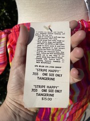 NOS VTG 60s DeWeese Design Sarong Wrap Tie Beach Swim Cover Up Mod Neon Stripe