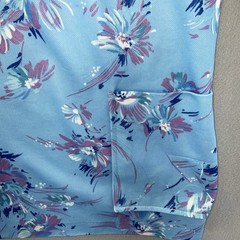 Floral Blue Smock Blouse Top Shirley Of Atlanta Vintage 70s Waitress Uniform
