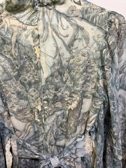Gunne Sax by Jessica McClintock Blue/Ivory Maxi Dress M: Rare Fairy Print!! 1976