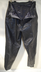 H2 Vintage Black Genuine Fine Leather Pants 30X 28 Pleated – Satin Lining