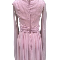 Miss Elliette California Vintage 60s Pink Chiffon Grecian Goddess Maxi Dress XS