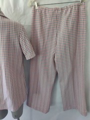 Vintage 1960s RN 37863 – 2 pc Red White & Blue Check Pant Suit & Top Size 18 1/2