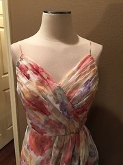 Frank Usher 10 M Floral Ruched Luxe Cottage Core Dress W Spaghetti Straps