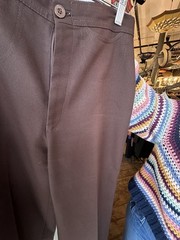 Vintage Ladies 1970’s PULSE Brown Polyester Pants Wide Leg High Waisted Disco