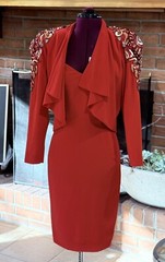 D’ore By Della Roufogali Womens Beaded Sequin Red Cardigan & Night Dress Sz 4