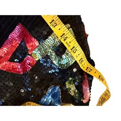 Rare Vintage Swee Lo Black Sequin Dress Alphabet Appliqués 1980s Collectors