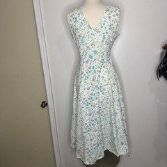 VTG 90s Victoria Holley Cottagecore Floral Fit & Flare Cotton Midi Dress 12