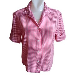 True Vintage Farm Chore Top Medium Red White Gingham 1960’s Joyce Lane USA