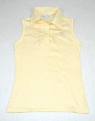 Vintage Sleeveless Top Adidas Size L 70s Pale Yellow Collared Buttons