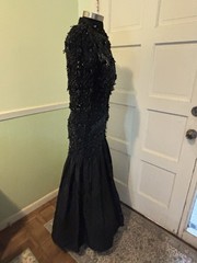 Vintage Oleg Cassini Black Tie Beaded Illusion Gown W/Trumpet Skirt. Size 6 EUC