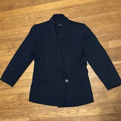 VTG Black Blazer Jacket Sz 12 P Petite 90s Shoulder Pads Chad Stevens