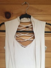 vintage 90s dress Cream Size 8 Small Joseph Ribkoff Criss Cross Back Detail