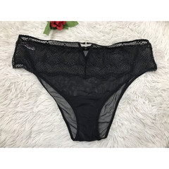 Women’s Lace Trim Midnight Black Mesh Bikini Lace Panties Underwear Adore Me 3XL