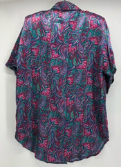 VTG Jo Intimates Sleep Shirt Womens Medium Pink Paisley Buttons Short Sleeve