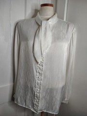 Vintage 1980s Barry Ashley White Dot Pattern Secretary Blouse Womens Size 18/XL
