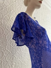1990s/Y2K blue floral silk top and scarf Jagoda Kursa 2000s summer print luxury