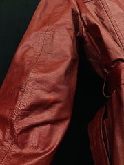 Vintage 1970s red leather jacket, genuine dark ox blood boho brown wrap trench M