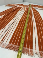 Vintage 60s Terrycloth Towel Dress Coverup Caftan Orange & White Fringe Sz S