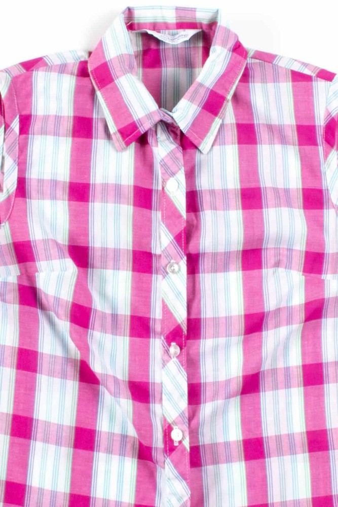Vintage Miss Fashionality Pink Plaid Sleeveless Blouse Medium