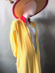 Rare Vintage 70s 80s CLOVIS RUFFIN Boutique Yellow Terry Cloth Robe Caftan M L