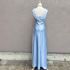Vintage Y2K Blue Maxi Dress Gown Size XS w/ Bling Prom Glamour