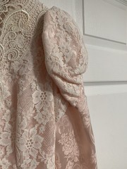 Scott McClintock Vintage 80s Satin Bridal Party Lace Dress Floral Pink Sz 10