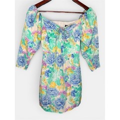 NWT Zara Floral Puff Sleeve Mini Dress Cottagecore Romantic Summer | Size XS