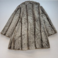 NPC Fashions Faux Fur Coat Womens M Brown Vintage Mid Length Striped Shag