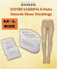 6-Pack GUNZE SABRINA Smooth Zokki Stockings M-L Natural Beige Run-Resistant JP