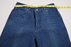 Vintage Jordache Jeans 26 x 26.5 80s Blue Light Blue Pin Stripes High Waist