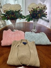 3 Vintage 1980s Women’s Pink, Blue, & Tan Sweaters
