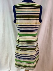 Vintage 60s Domani Knits Striped Velvet Vest Dress with Chain Size Medium MTM
