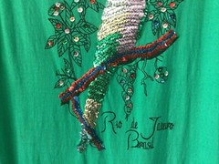 COOL VINTAGE 1980S RIO de JANEIRO BRAZIL SEQUIN PARROT WOMENS DRESS/COVERUP SZ M