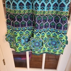 Vtg 60s True Hawaiian Design Thai Blue Cotton QUILTED FLOWERS Maxi Dress Sz S/M