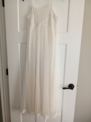 Vintage Shadowline Double Layer Nylon Chiffon Ivory White Nightgown Petite