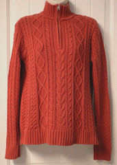 Vintage 1990s Croft & Barrow womens 1/4 zip cable knit old orange sweater M