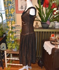 Vintage 1960s Wiggle Dress with 1980s Sheer Bronze Overlay A-Line Dress XS