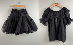 Partners Please! Malco Modes Square Dance Skirt & Blouse Size XL Black VTG