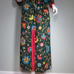Vintage 1970s Maxi Dress Gero Paris Creation Originale Floral Polyester